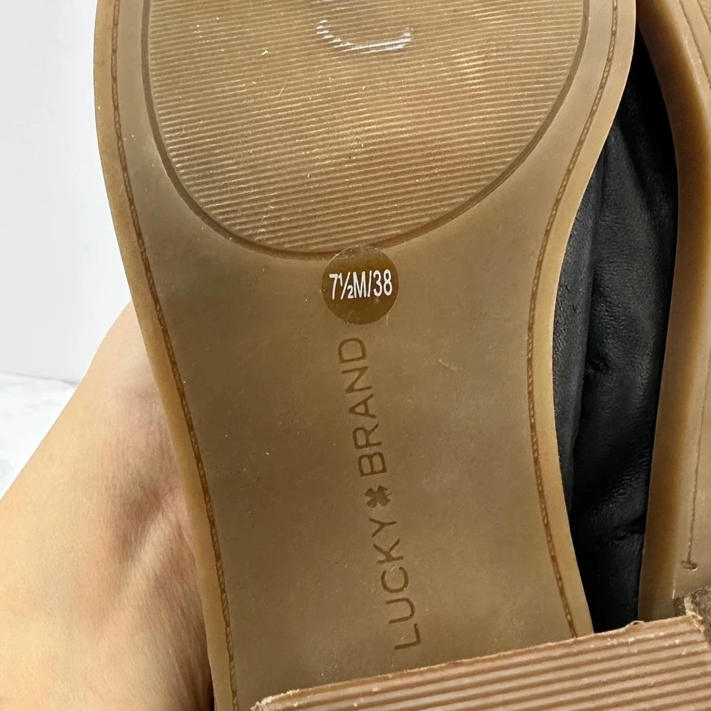Lucky‎ Brand Raheema D'Orsay Black Block Heel Sandals Size 7.5